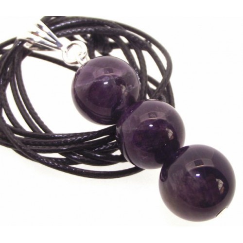 12mm Amethyst Gemstone Triple Sphere Pendant